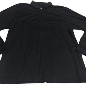 Elegant Black Long Sleeve Polo Shirt